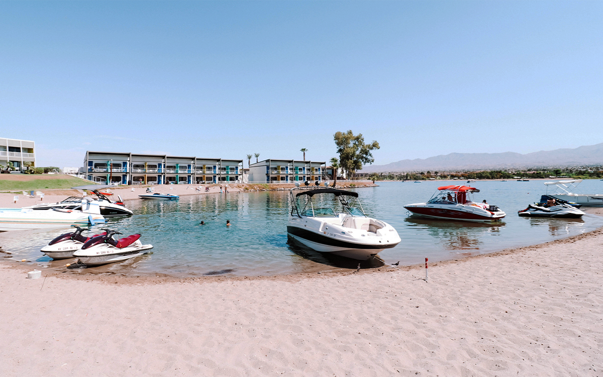 Boats docked at First Cabin Club's private marina